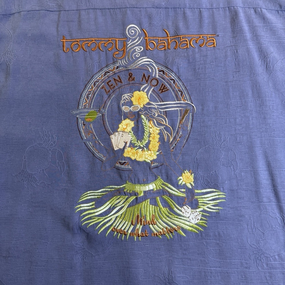 Tommy Bahama LTD ED "ZEN & NOW" Embroidered Silk Hula Dancer Camp Shirt XXL